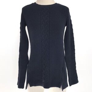 Nautica Navy Blue Cotton Cable Knit Sweater Size Small